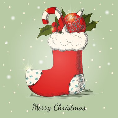 Tatil arka plan Christmas ile el çekilmiş çorap