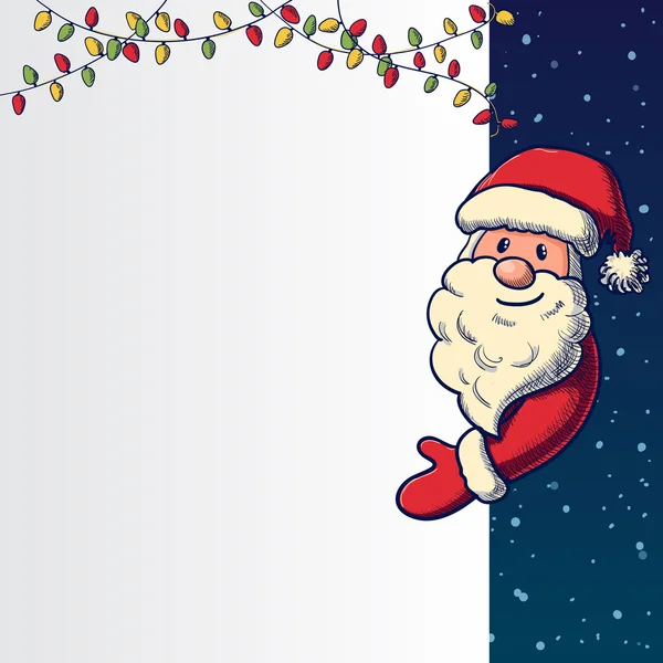 Ručně kreslenou Santa Claus drží prapor — Stockový vektor