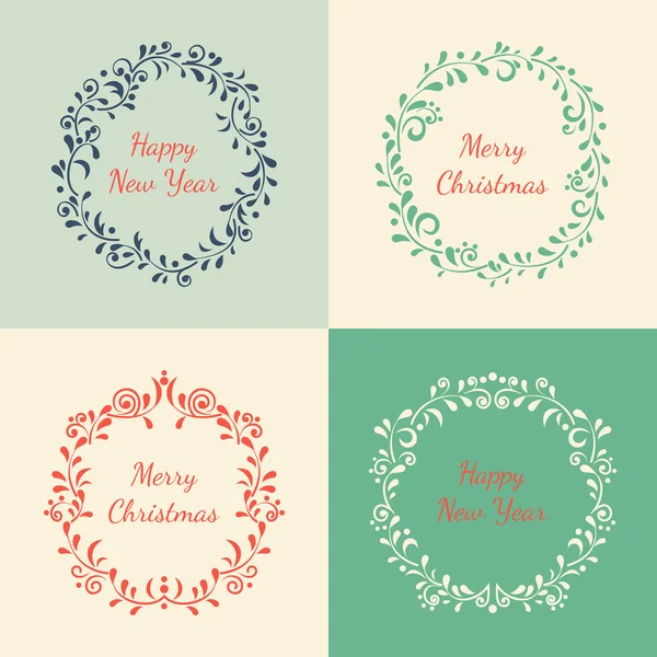 Set Kerstmis floral frames — Stockvector