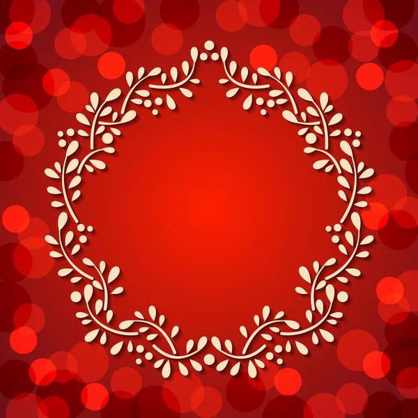 Schattig Floral frame op rode achtergrond — Stockvector