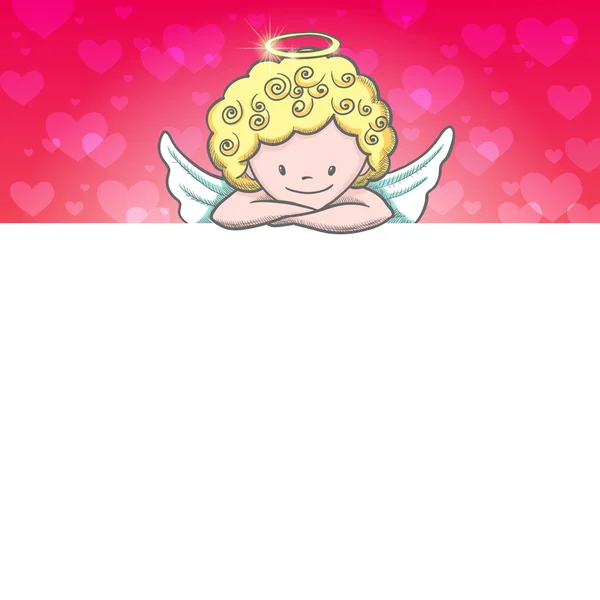 Banner bonito dia dos namorados com esboço Cupido — Vetor de Stock