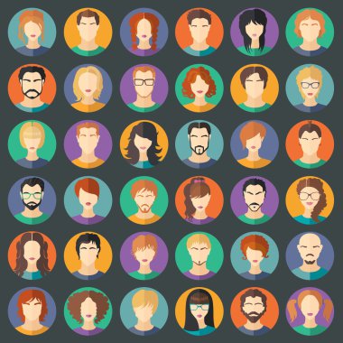 Vektör şık avatarlar ayarlayın. Kızlar ve çocuklar