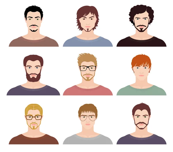 Neuf avatars de mode hommes — Image vectorielle