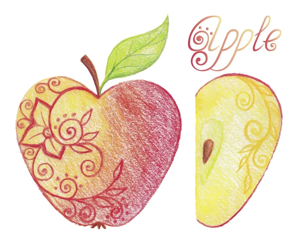 Sketchy apple — ストックベクタ