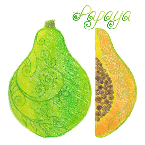 Sketchy papaya — ストックベクタ