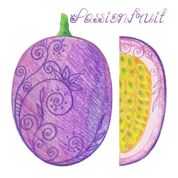 Ескізний пристрасний фрукт — стоковий вектор
