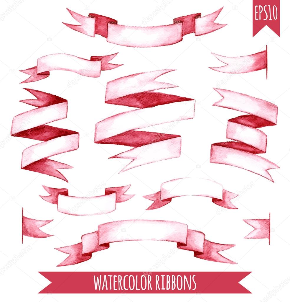 Vector watercolor ribbons.
