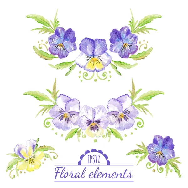 Vector watercolor floral elements. — Stock Vector