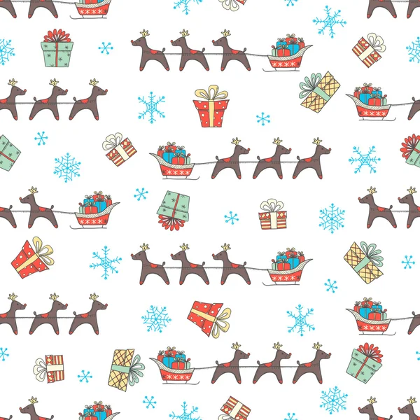 Navidad y año nuevo patrón de vectores sin costura — Archivo Imágenes Vectoriales