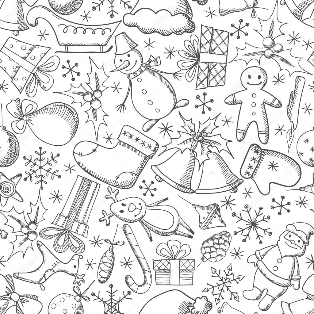 Christmas and New Year seamless vector pattern