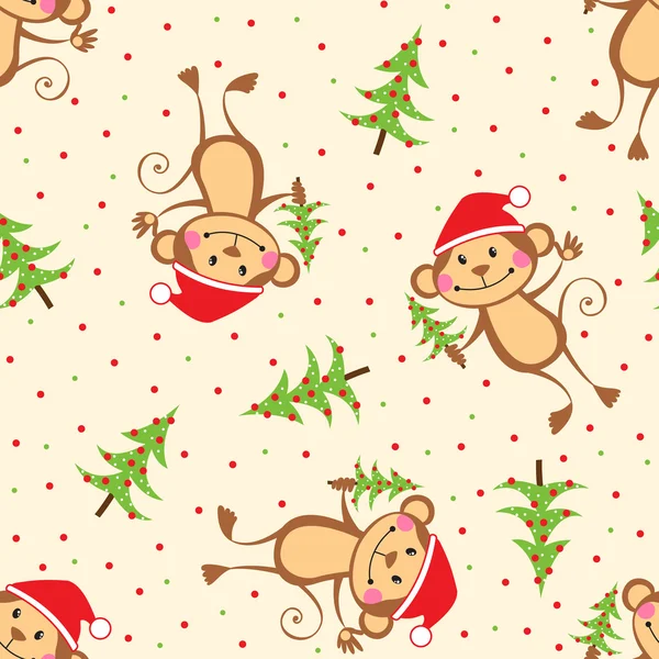 新年おかしい猿のシームレス パターン — ストックベクタ