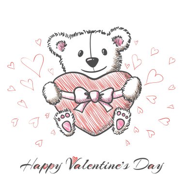 Kroki tarzı el kalp ile çizilmiş ayı