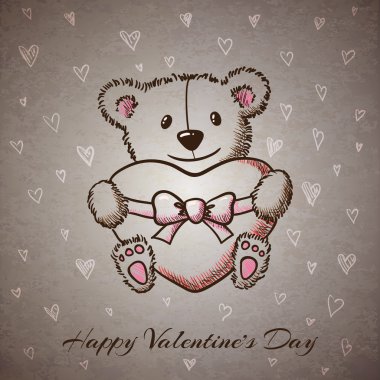 Kroki tarzı el kalp ile çizilmiş ayı