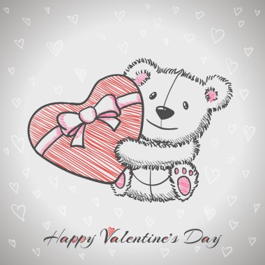 Kroki tarzı el kalp ile çizilmiş ayı