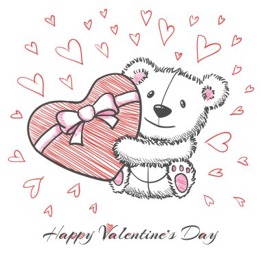 Kroki tarzı el kalp ile çizilmiş ayı