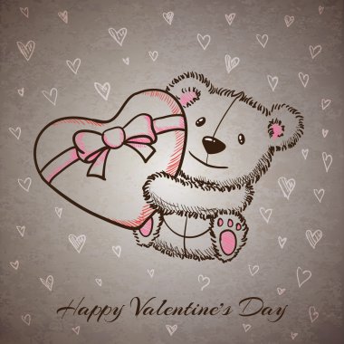 Kroki tarzı el kalp ile çizilmiş ayı