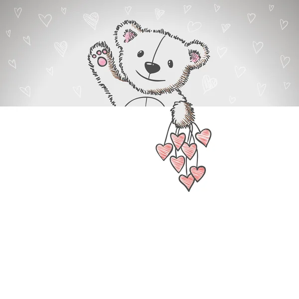 Banner con orso disegnato a mano in stile schizzo — Vettoriale Stock