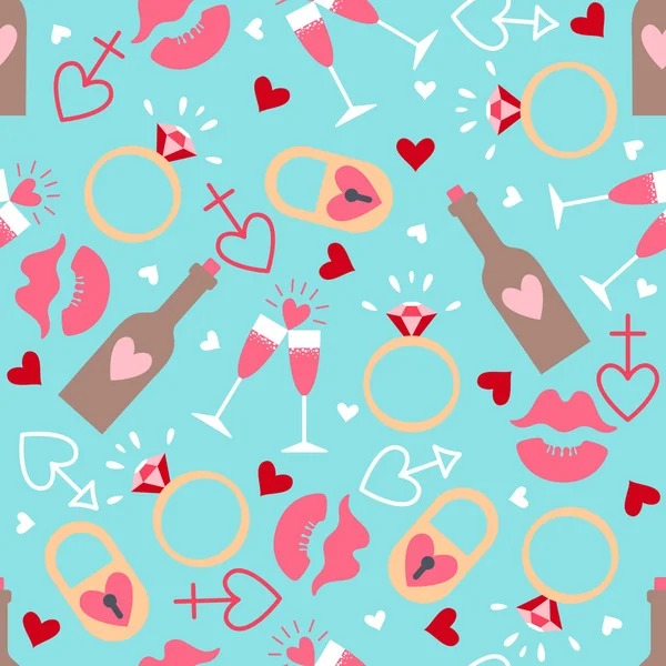 Cute seamless pattern for Valentine's Day or Wedding. — Stock Vector