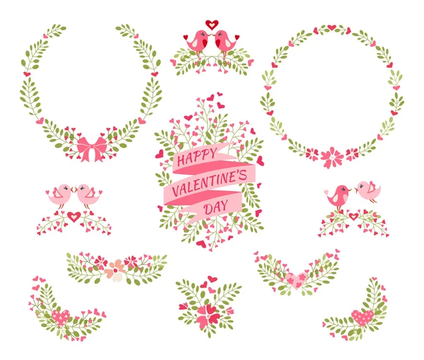 Set de elementos florales San Valentín . — Archivo Imágenes Vectoriales