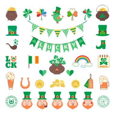 Düz stil Saint Patrick's day Icon set