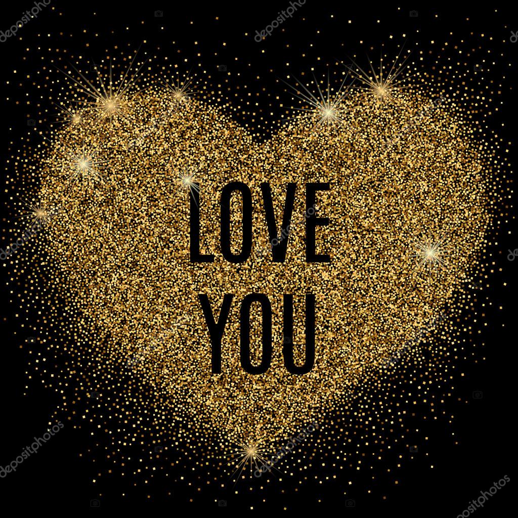 picture Glitter Black And Gold Heart Wallpaper gold glitter heart with sparkles on black background vector image by c 7romawka7 vector stock 98934856