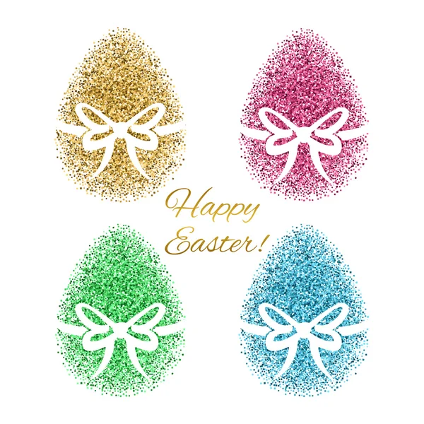 Easter greeting card with colored glitter egg. — Stock Vector