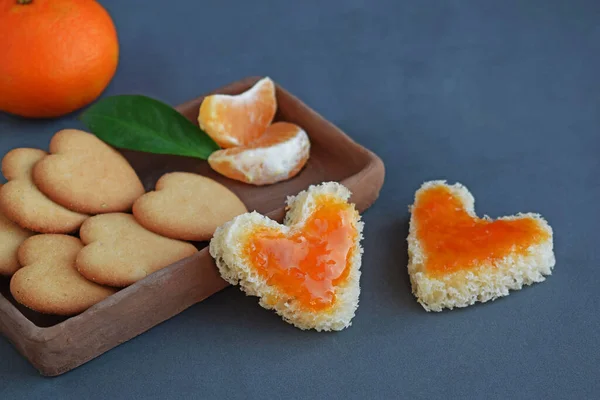 Вкусные Апельсиновые Печенья Бутерброды Мандариновым Джемом — стоковое фото