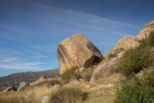 Bloque Roca Granítica Cordillera Los Porrones Municipio Boalo Provincia Madrid —  Fotos de Stock