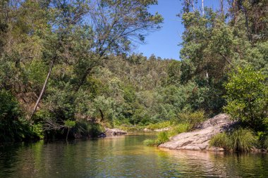 Verdugo nehrinin manzarası. Fotoğraf İspanya 'nın Pontevedra ilindeki Sotomayor belediyesinde çekildi.