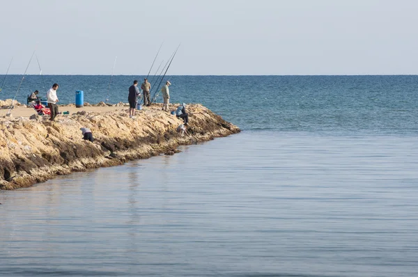 Praia de pesca a partir do quebra-mar — Fotografia de Stock