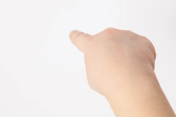 Bir şey üzerinde gösteren çocuğun işaret parmağı — Stok fotoğraf