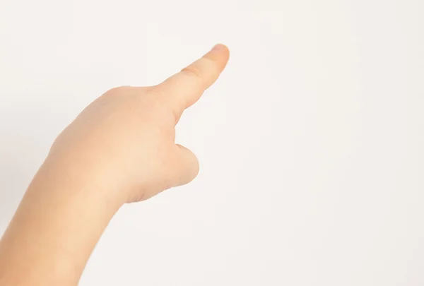 Zeigefinger des Kindes deutet auf etwas hin — Stockfoto