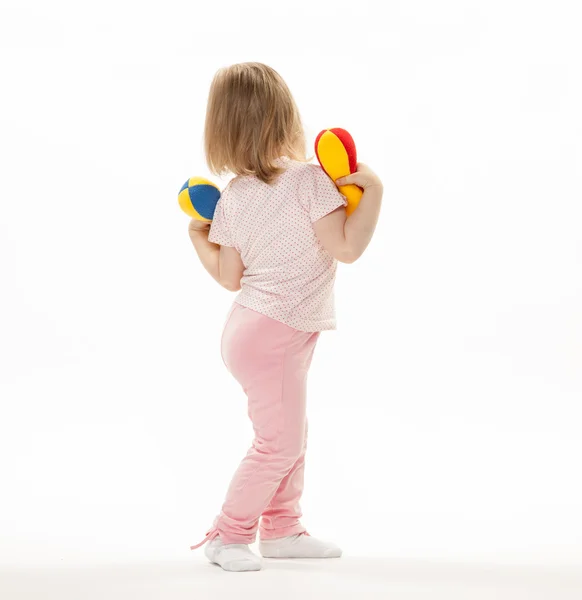 Baby girl doing sport exercises — Stock Photo, Image