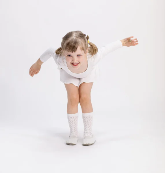 Active little girl training — Stock Photo, Image