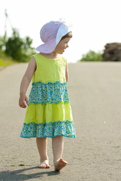 Happy little girl walking — Stock Photo, Image