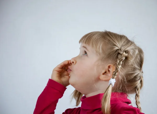 Portrait of a little girl calling somebody — Stock Photo, Image
