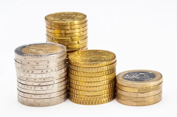 Columns of euro coins — Stock Photo, Image