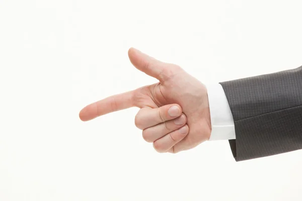 Businessman counting off on his fingers — Stock Photo, Image