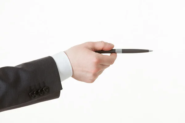 Geschäftsmann hält einen Stift in der Hand — Stockfoto