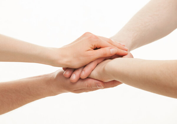 Группа рук на белом фоне
