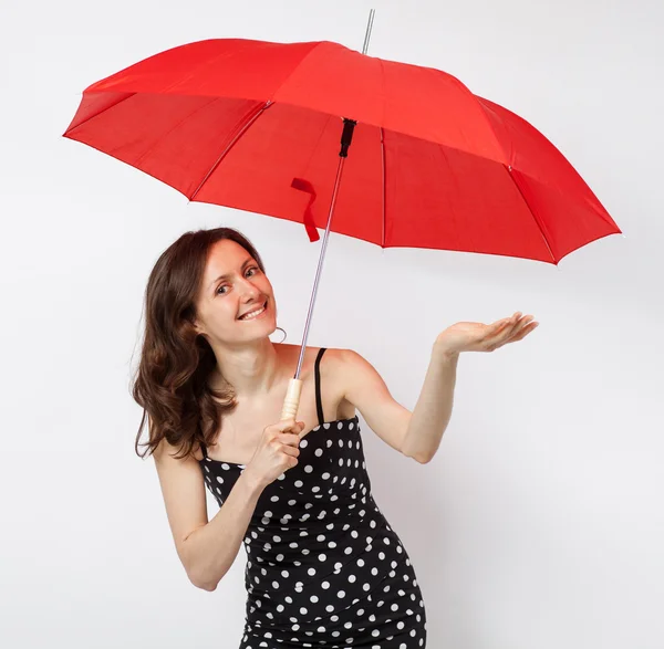 Woman  with open umbrella — Stock Photo, Image