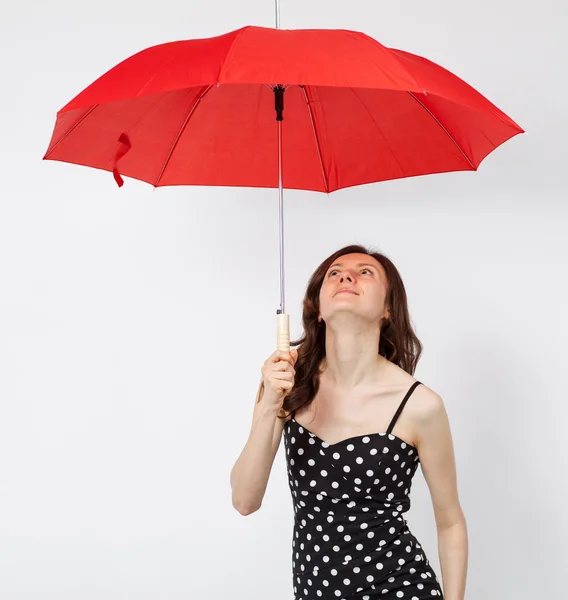 Femme avec parapluie ouvert — Photo