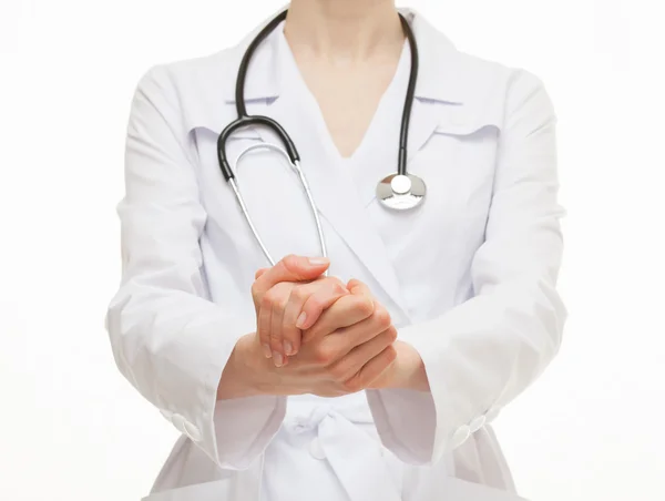 Doctor demonstrating a gesture of a solidarit — Stockfoto