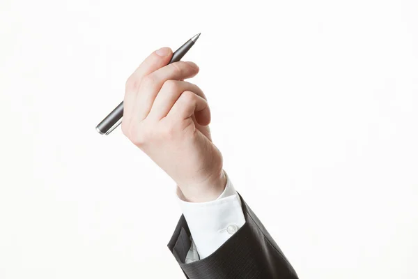 Businessman's hand holding a pen — Stock Photo, Image