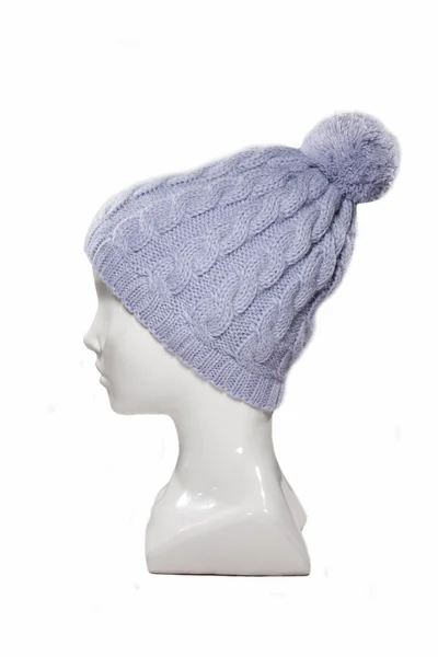 Knitted hat on a dummy — Stock Photo, Image