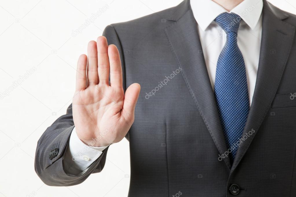 Businessman showing an empty palm