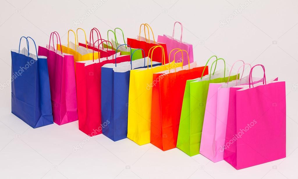 Multicolored paper bags