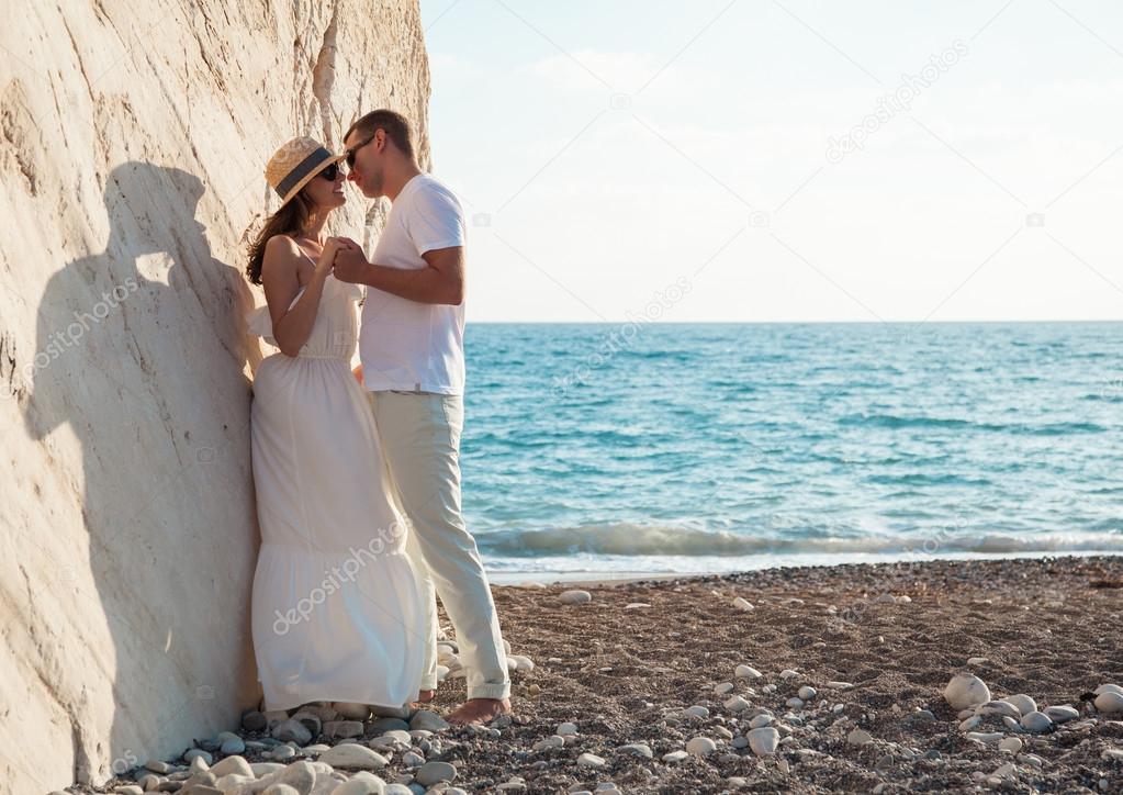 Young couple near the rock