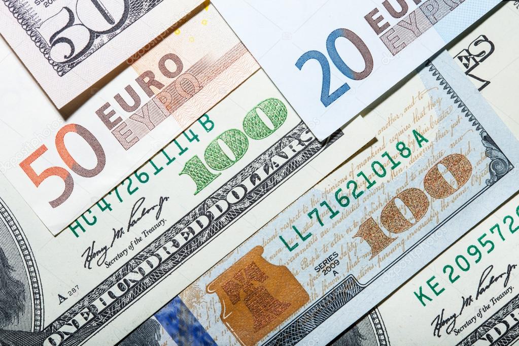 Euro and dollars currency