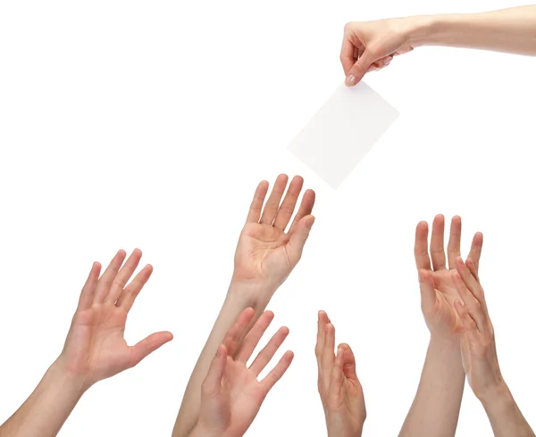 Many hands wanting to get offer — Stock Photo, Image